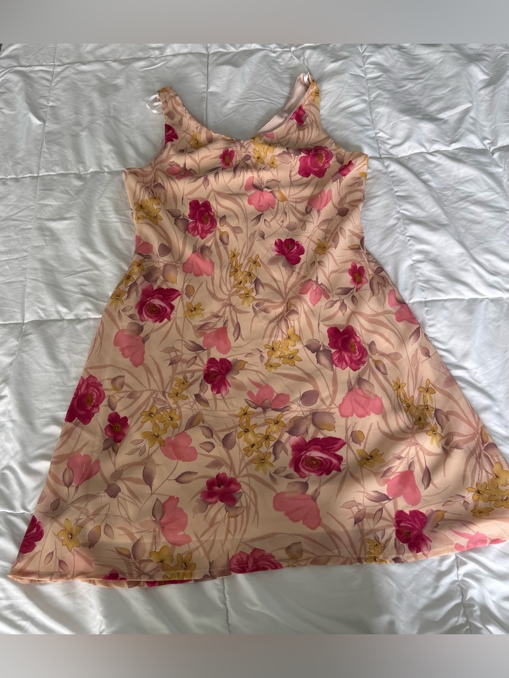 dressbarn Pink Floral Sundress with Yellow Accents